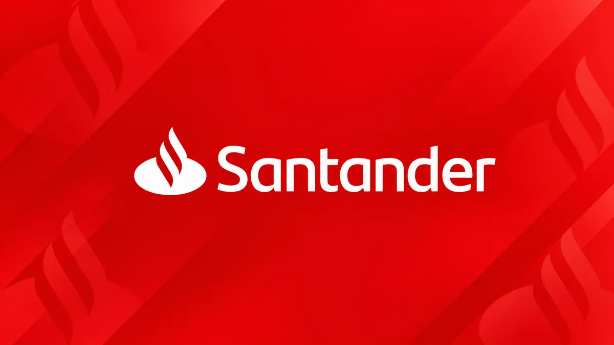 Identidade visual do Santander em composição institucional