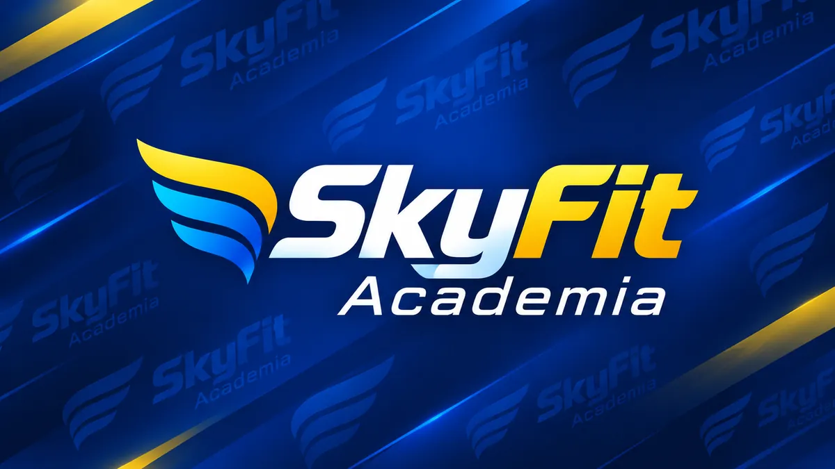 Identidade visual da SkyFit Academia em composição institucional