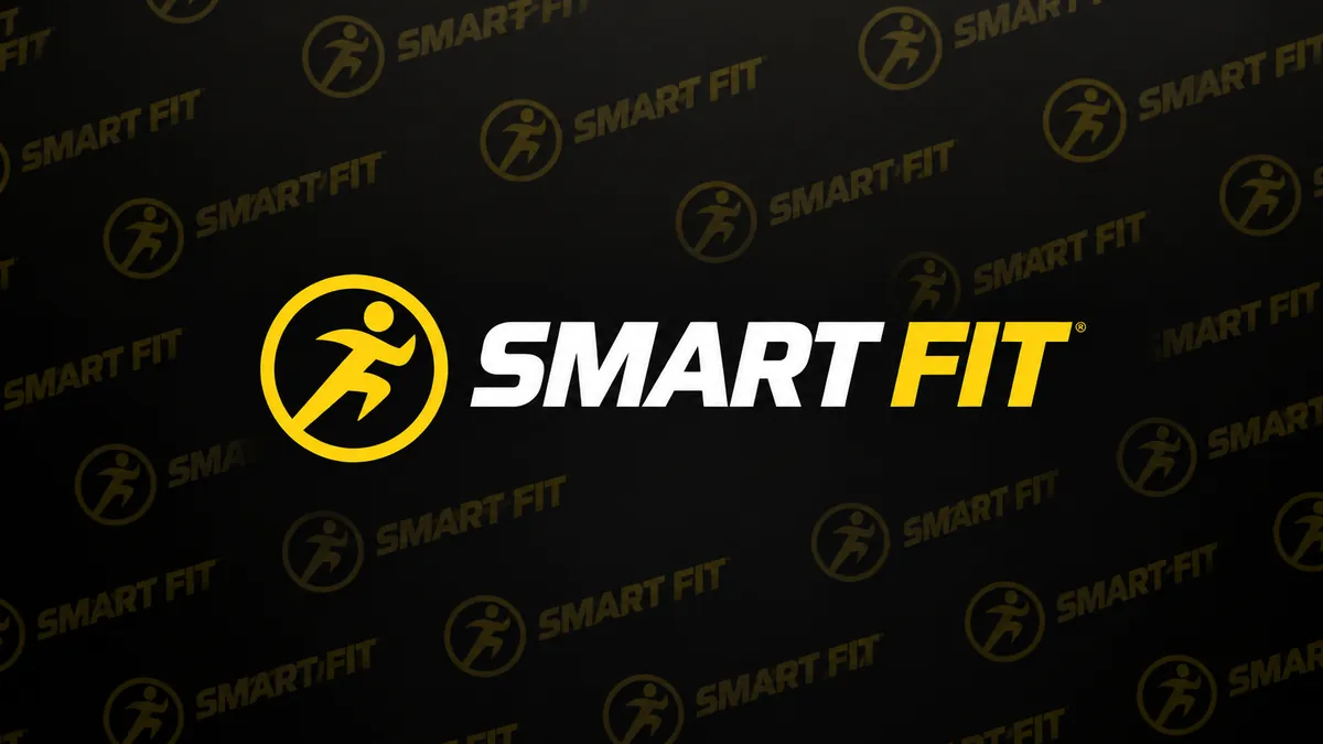 Identidade visual da Smart Fit em composição institucional