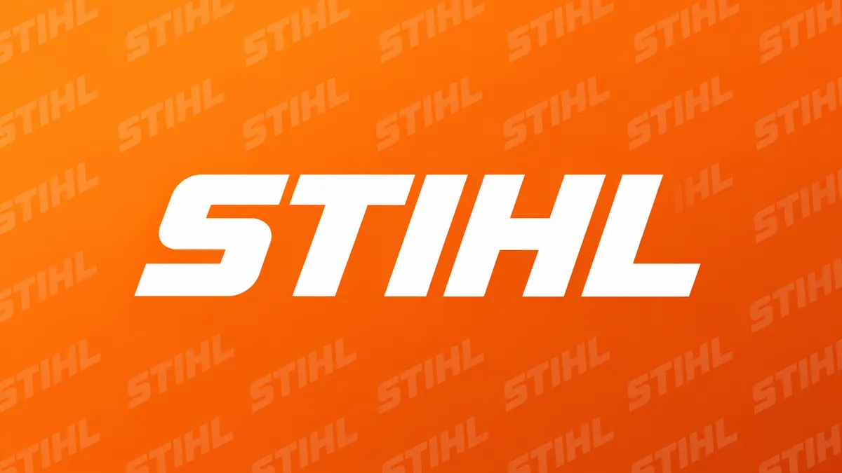 Identidade visual da STIHL em composição institucional