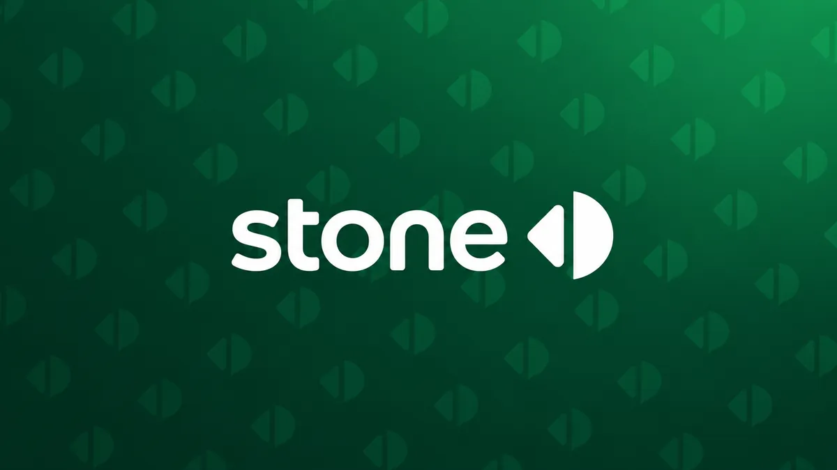 Identidade visual da Stone em composição institucional verde