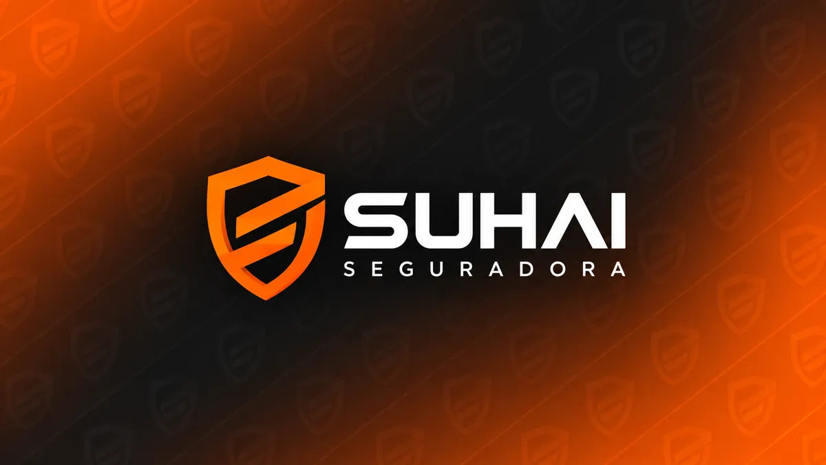 Identidade da Suhai Seguradora em fundo laranja e grafite