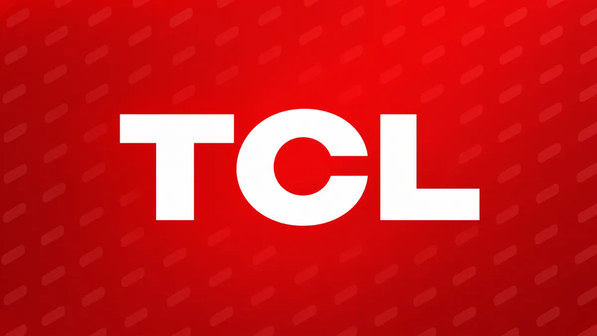Logomarca TCL em composição institucional vermelha