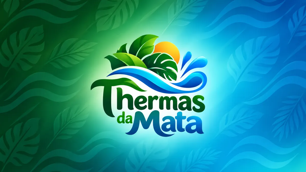 Identidade Thermas da Mata em composição verde e azul