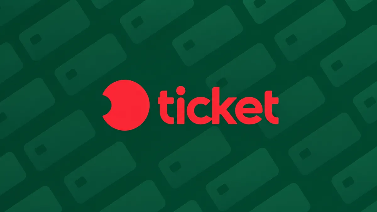 Identidade visual Ticket em composição institucional verde e vermelha
