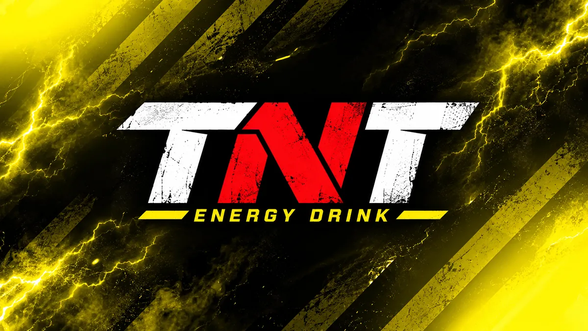 Identidade TNT Energy Drink em composição preta e amarela