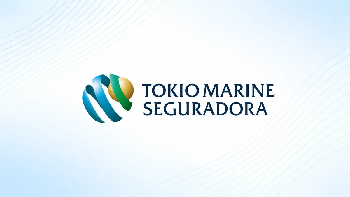 Logomarca Tokio Marine Seguradora em composição azul e verde