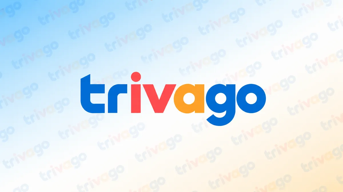 Logotipo da Trivago em composição institucional azul e branca