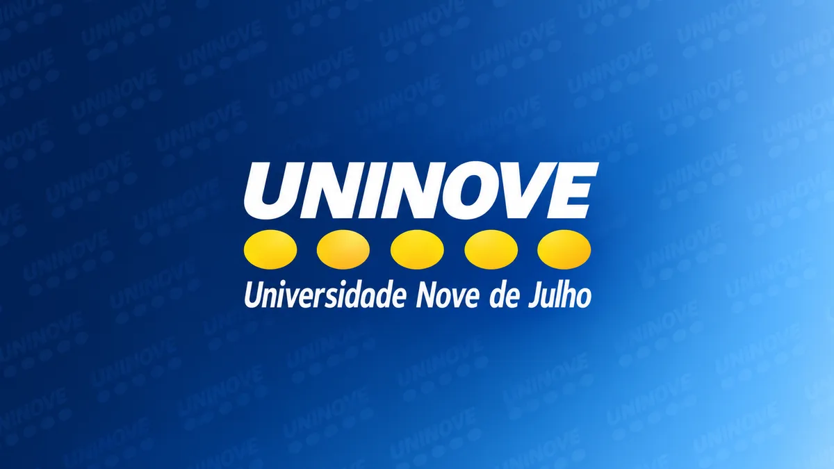 Logotipo da UNINOVE em composição institucional azul e amarela