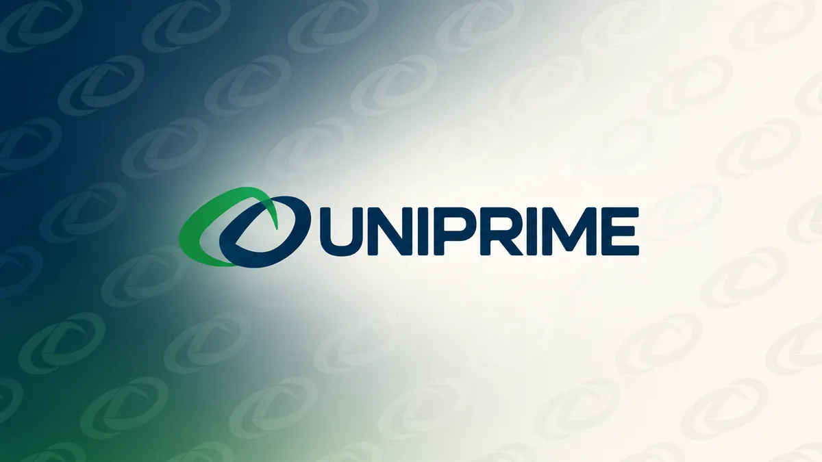 Logotipo da Uniprime em composição institucional verde e azul