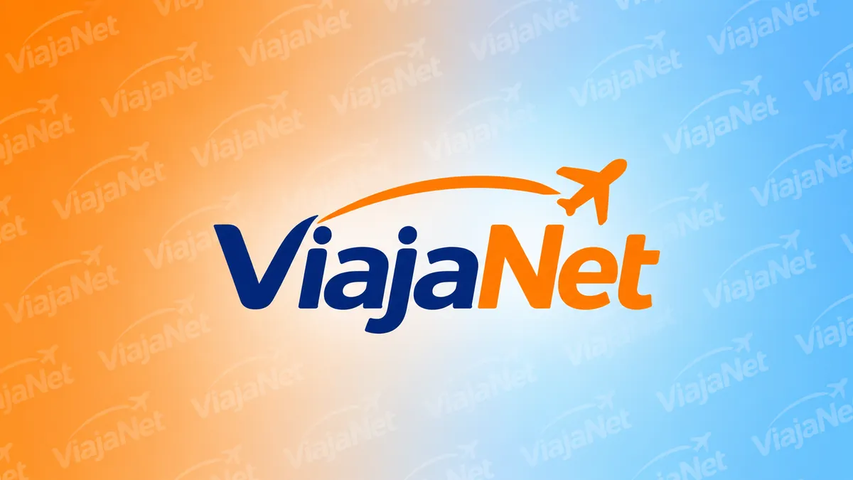 Logotipo da ViajaNet em composição institucional