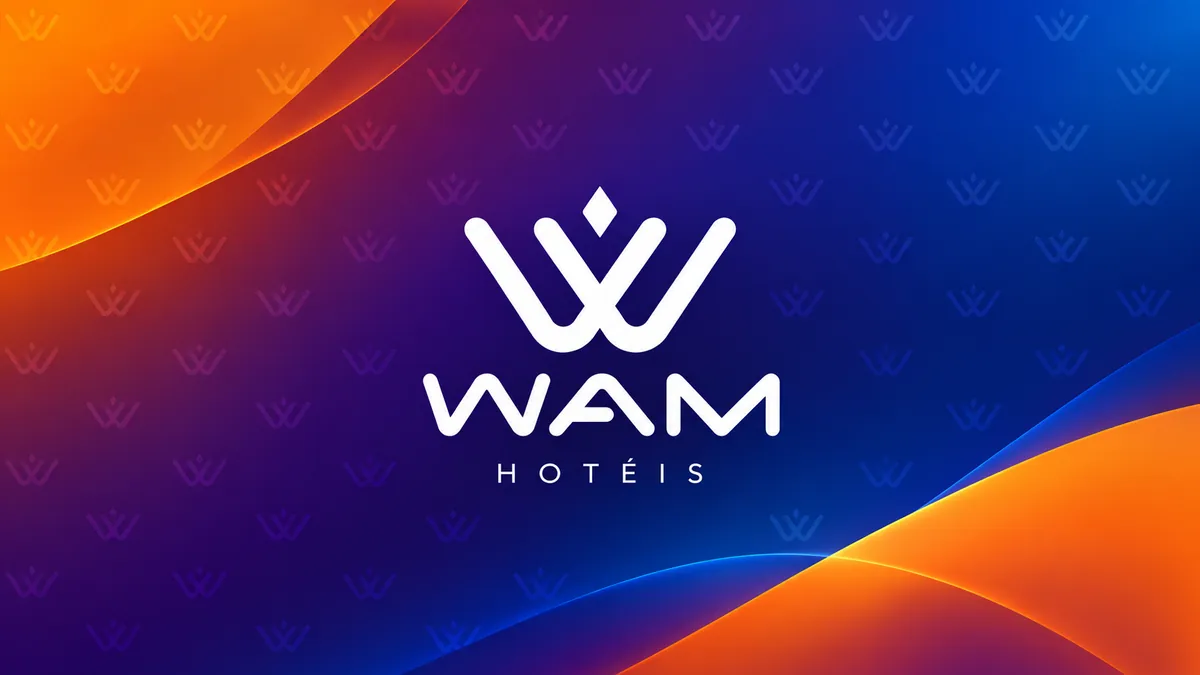 Logotipo da WAM Hotéis em composição institucional